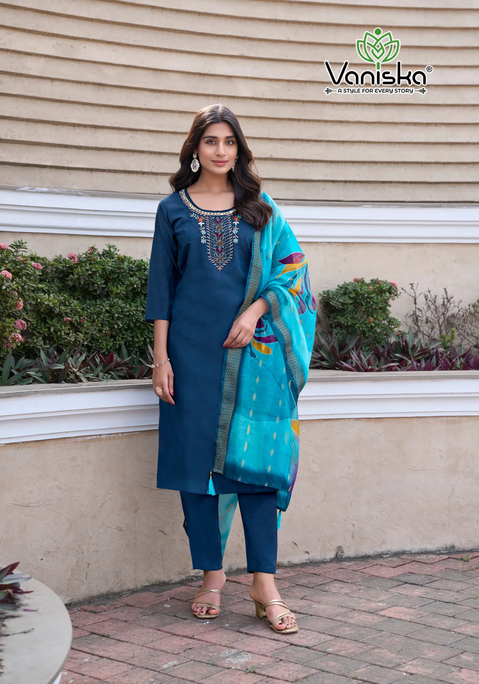 Mahek Vol 1 By Vaniska Roman Silk Kurti With Bottom Dupatta Suppliers In India